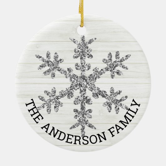 Silver Snowflake 2 Sided Photo Kerstmis Keramisch Ornament (Achterkant)