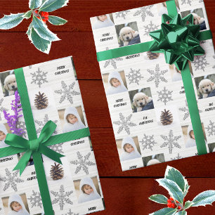 Silver Snowflake 3 Foto-collage Kerstmis Cadeaupapier