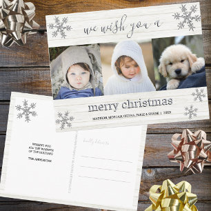 Silver Snowflake 3 Foto Merry Kerstmis Briefkaart