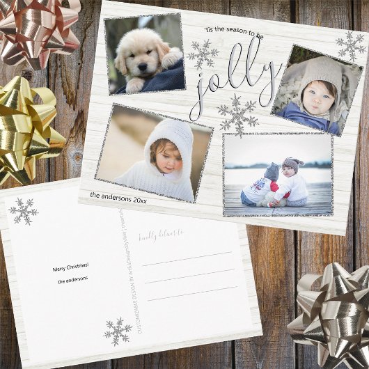 Silver Snowflake 4 Foto Jolly Kerstmis Briefkaart