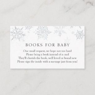 Silver Snowflake Books voor Baby-invoegkaart Informatiekaartje