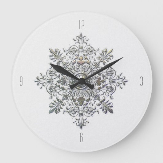 Silver Snowflake Grote Klok (Voorkant)