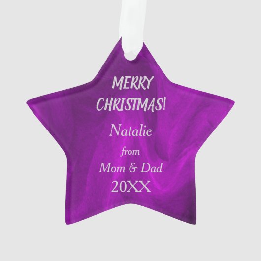 Silver Snowflake Gymnast op Paars Ornament (achterkant)