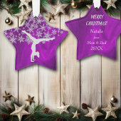 Silver Snowflake Gymnast op Paars Ornament