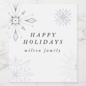 Silver Snowflake Holiday Wine Label Wijn Etiket (Enkel label)