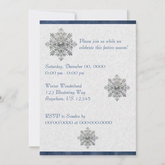 Silver Snowflake Invitation Kaart (Voorkant)