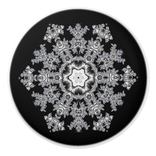 Silver Snowflake Keramische Knop (Voorkant)