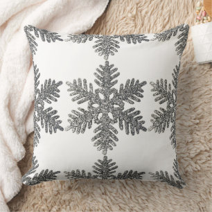 Silver Snowflake Kerstmis Pillow vertelt 3 mensen Kussen