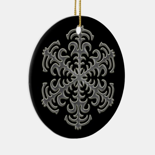Silver Snowflake op Black Ceramic Ornament (Rechts)