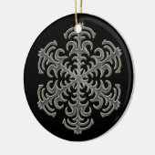 Silver Snowflake op Black Ceramic Ornament (Links)