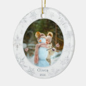 Silver Snowflake Photo Ceramic Ornament (Links)