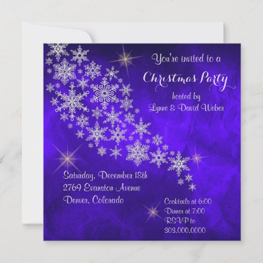 Silver Snowflake Royal Blue-kerstfeest Kaart (Voorkant)
