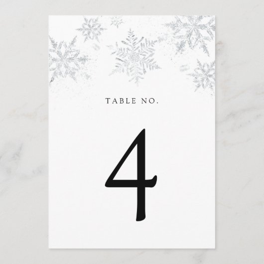 Silver Snowflake Table Number Programma (Achterkant)