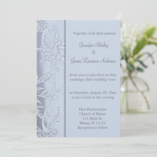 Silver Snowflake Weddenschap Kaart (Staand voorkant)