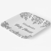 Silver Snowflake Winter Baby shower Papieren Bordje (Gebogen)