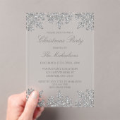 Silver Snowflake Winter Christmas Party Acryl Uitnodigingen (Insitu (Draagbaar))