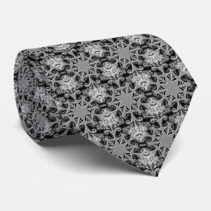 Silver Snowflake Winter Holiday Black Abstract Stropdas