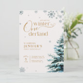 Silver Snowflake Winter Onderland 1st Birthday Kaart (Staand voorkant)