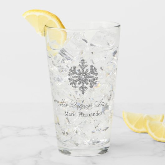 Silver Snowflake Winter Quinceanera Glas (Voorkant ijs)