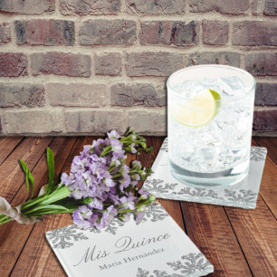 Silver Snowflake Winter Quinceanera Glazen Onderzetter