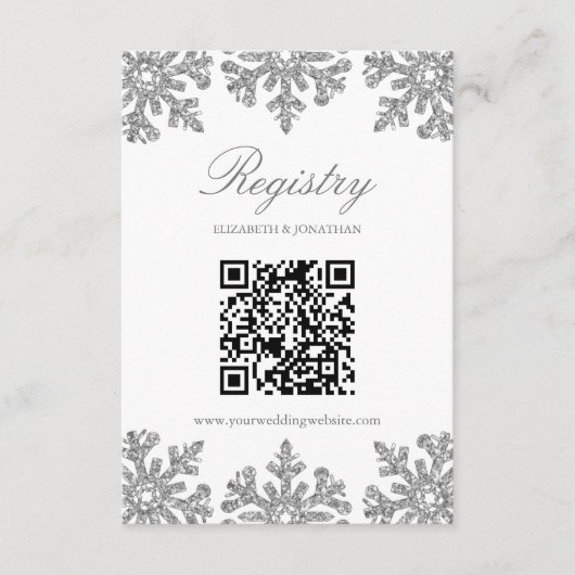 Silver Snowflake Winter Registry Informatiekaartje (Voorkant)