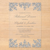 Silver Snowflake Winter Rehearsal Dinner Acryl Uitnodigingen (Voorkant)