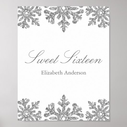 Silver Snowflake Winter Sweet 16 Poster (Voorkant)