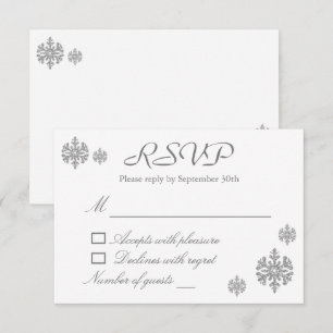 Silver Snowflake Winter Sweet Sixteen RSVP Kaartje