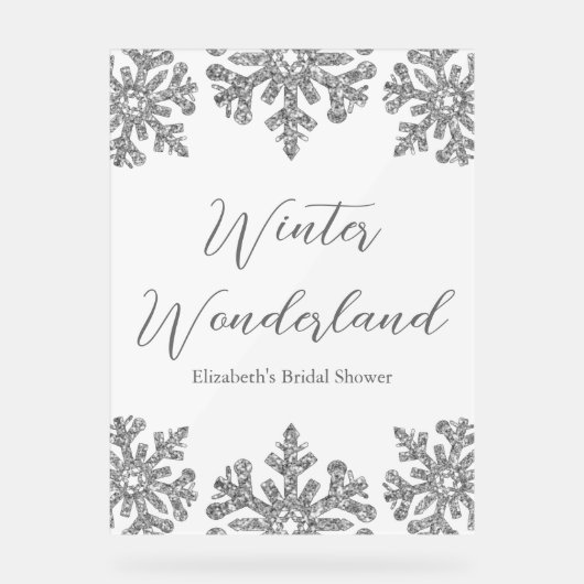 Silver Snowflake Winter Vrijgezellenfeest Acryl Bord (Voorkant)