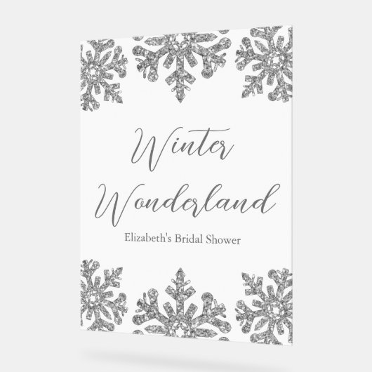 Silver Snowflake Winter Vrijgezellenfeest Acryl Bord (Hoek)
