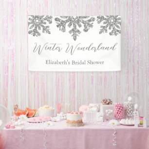 Silver Snowflake Winter Vrijgezellenfeest Spandoek