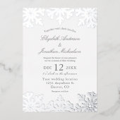 Silver Snowflake Winter Wedding Folie Uitnodiging (Voorkant)