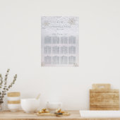 Silver Snowflake Winter Wedding Seding Chart Poster (Keuken)