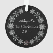 Silver Snowflakes Baby Girl First Christmas (dos)