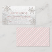Silver Snowflakes Baby shower Diaper Raffle Ticket Informatiekaartje (Voorkant / Achterkant)