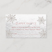 Silver Snowflakes Baby shower Diaper Raffle Ticket Informatiekaartje (Voorkant)