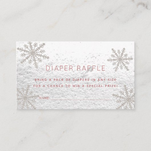 Silver Snowflakes Baby shower Diaper Raffle Ticket Informatiekaartje (Voorkant)