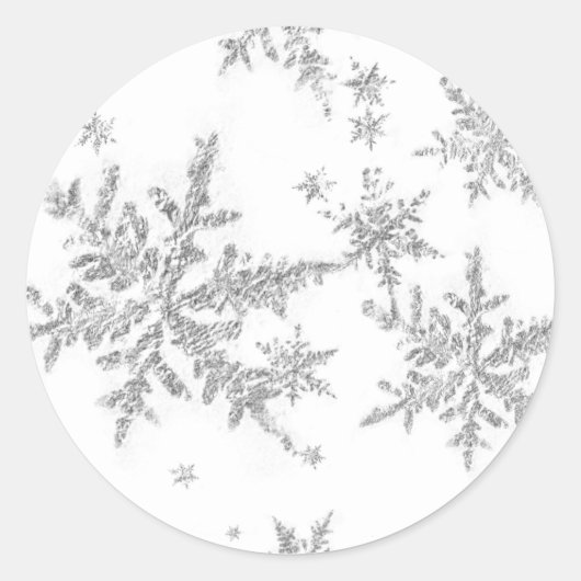Silver Snowflakes Classic Round Sticker (Voorkant)
