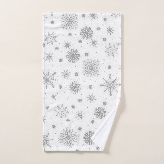 Silver Snowflakes Design blanc (Serviette à main)