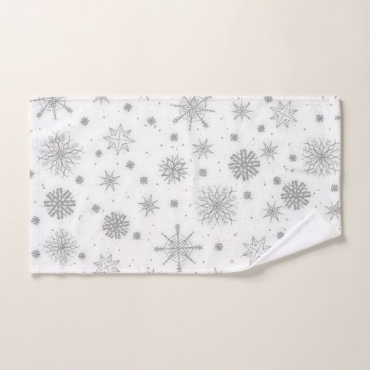 Silver Snowflakes Design blanc (Serviette à main)