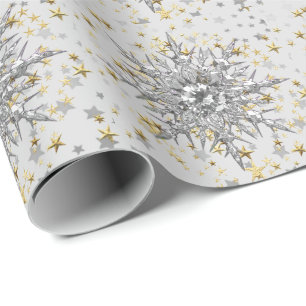 Silver Snowflakes & Diamond Wrapping Paper Cadeaupapier
