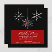 Silver Snowflakes Holiday Party Invitation Kaart (Voorkant / Achterkant)