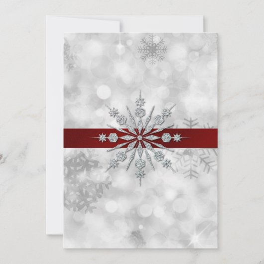 Silver Snowflakes Invitation de mariage hivernal (Devant)
