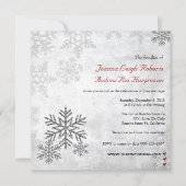 Silver Snowflakes Invitation de mariage hivernal (Devant)