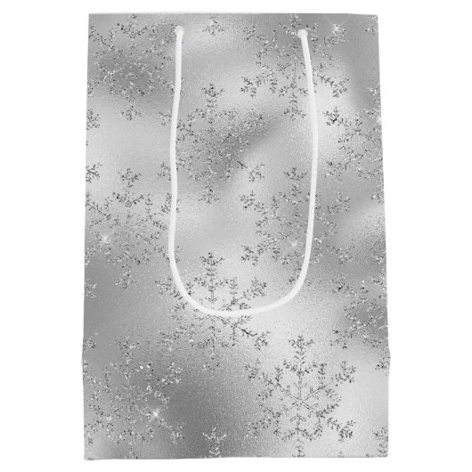 Silver Snowflakes kerst Medium Cadeauzakje (Achterkant)