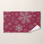 Silver snowflakes on dark red bad handdoek (Handdoek)