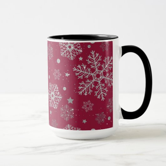 Silver snowflakes on dark red mok (Rechts)