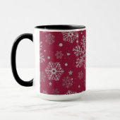Silver snowflakes on dark red mok (Links)