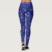 Silver Snowflakes op Blue Winter Leggings (Achterkant)
