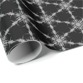 Silver Snowflakes op zwart Cadeaupapier (Rol Hoek)